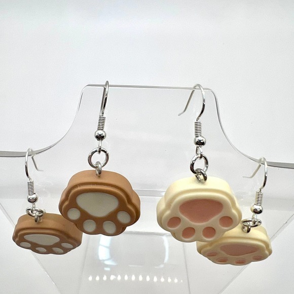 Paw Print Earrings - Puppy Dog Earrings - Cat Earrings - Cottagecore Earrings - Picture 2 of 10